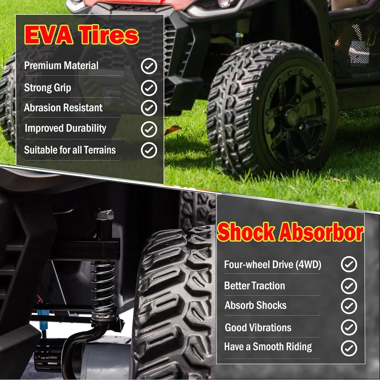 XL 24V 4WD Kids Side by Side UTV Ride On Dump Truck with Electric Dump Bed, 2 Seater Ride on Toys Car for Big Kids with Remote Control, EVA Tires, Rear Shock Absorbor, 4x75W Motors, Shovel, Music, Red