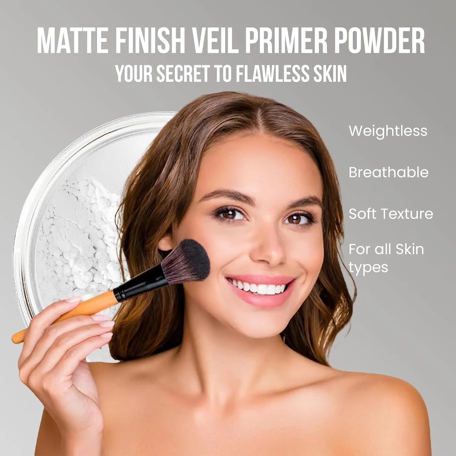 XXL KIT Brush & CASE (DEEP TAN) Full Size Mineral Makeup Set Bare Face Matte Powder Foundation Cover