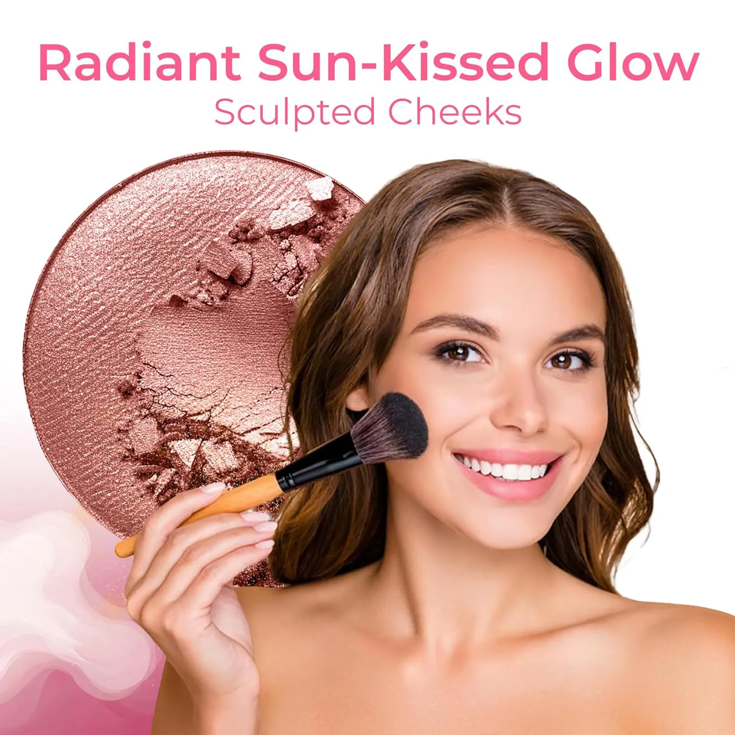 XXL KIT Brush & CASE (DEEP TAN) Full Size Mineral Makeup Set Bare Face Matte Powder Foundation Cover