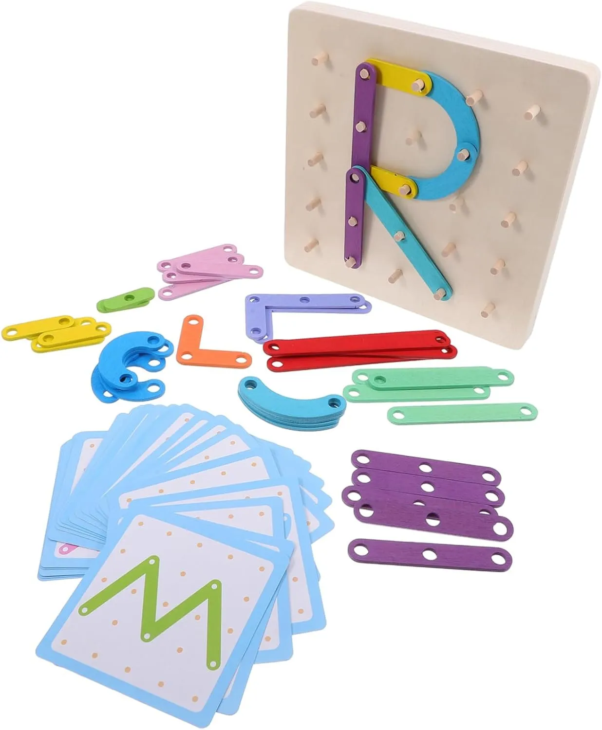 Yardwe 1 Set Geoboard for Educational Pegboard for Shape and Alphabet Learning Cognitive Development Tool for Early Education Safe and Fun Plaything