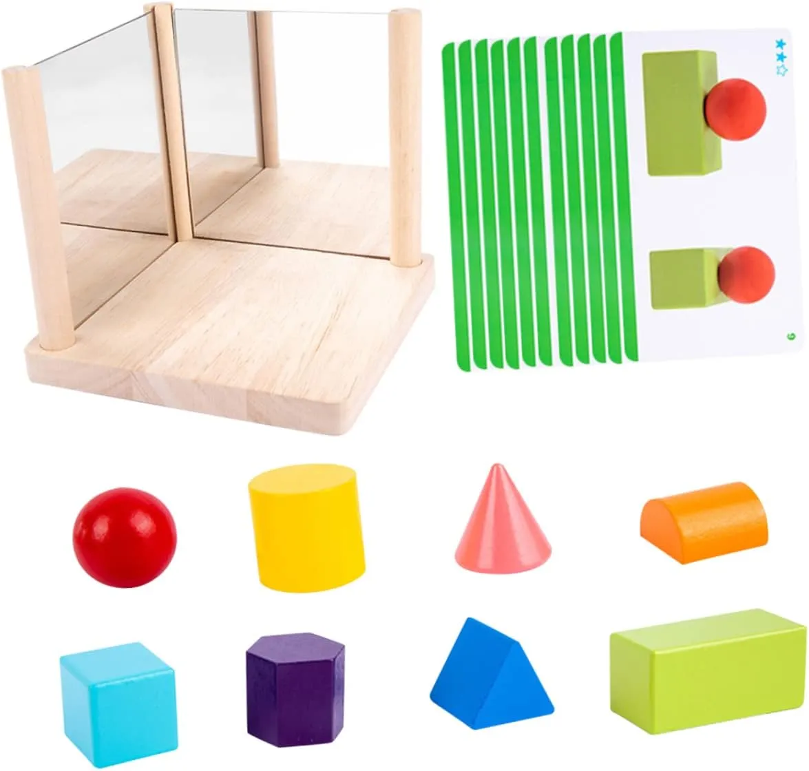 Yardwe 1 Set Geometric Shape Blocks Interactive Educational Plaything for Safe Natural Material Develop Shape Cognition Hand Skills for Parent Activities