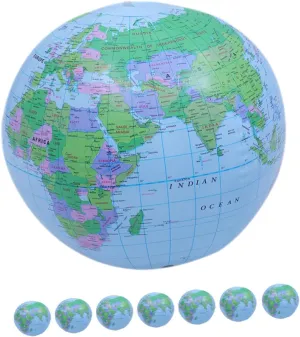 Yardwe 8pcs Inflatable Balls Globe Shaped Balls with World Map Design for Pool Parties Beach Fun and Summer Activities Easy to Inflate and Deflate