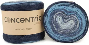Yarn Cake, Concentric Soft Yarn for Knitting, Crocheting, and Crafts, 100% Baby Alpaca Wool, 437 Yards, #1038 - Newport Blues