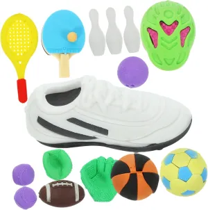 YARNOW Mini Basketball Football Erasers 50 Pack Boys and Girls Eraser Stationery Set for School Party Supplies