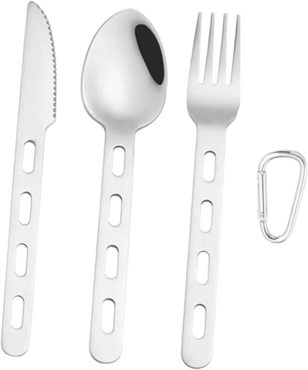 YARNOW Travel Cutlery Set 3-piece Stainless Steel Silverware Dinnerware for Camping Outdoor Use