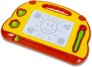 Yellow Kids Sketch Pad Magnetic Drawing Board with Magic Pen, Stamps, Unisex, Ages 3 