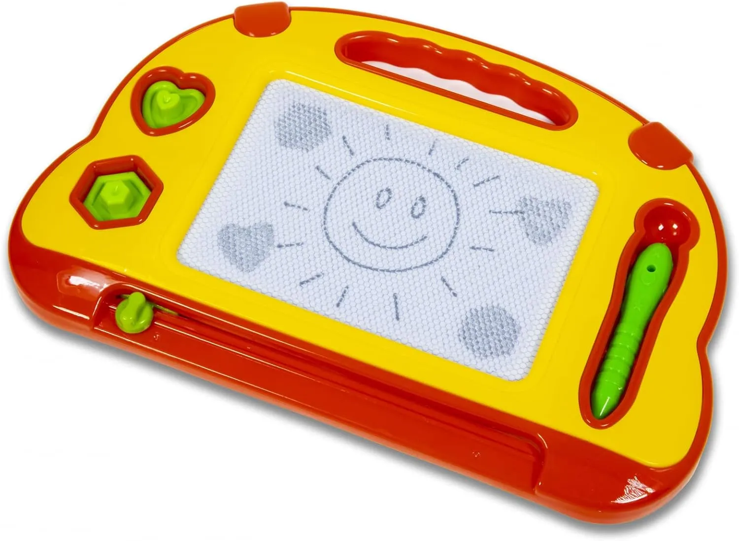 Yellow Kids Sketch Pad Magnetic Drawing Board with Magic Pen, Stamps, Unisex, Ages 3 