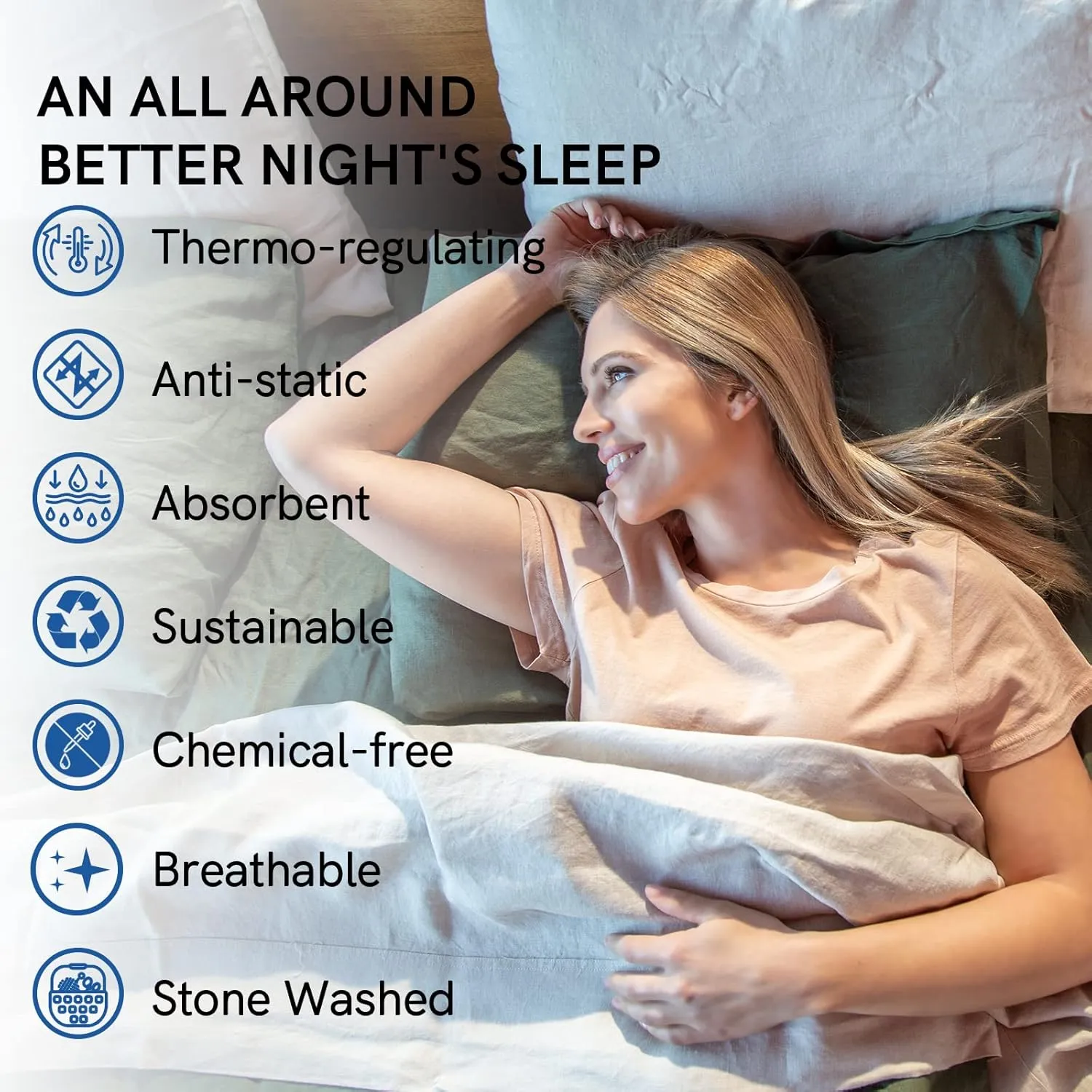 YnM Linen Sheet Set - Cozy, Skin-Friendly, and Eco-Friendly Pure Linen Sheets Collection, 4-Piece Set Includes Flat Sheet, Fitted Sheet, and 2 Pillowcases – Full, White
