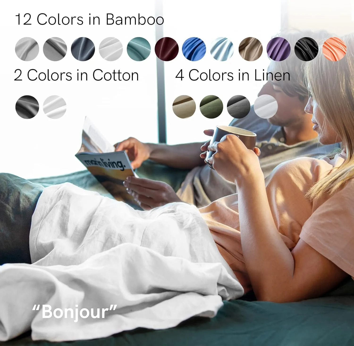 YnM Linen Sheet Set - Cozy, Skin-Friendly, and Eco-Friendly Pure Linen Sheets Collection, 4-Piece Set Includes Flat Sheet, Fitted Sheet, and 2 Pillowcases – Full, White