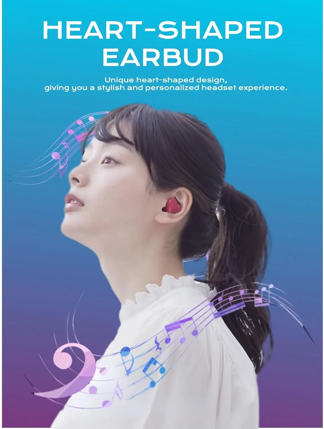 Yoidesu Earbuds Stylish Heart Shaped, Cute Creative Red Heart Bluetooth Earbuds with Charging Case, Noise Cancelling HiFi Stereo BT Earphones, Gifts for Girls Friends