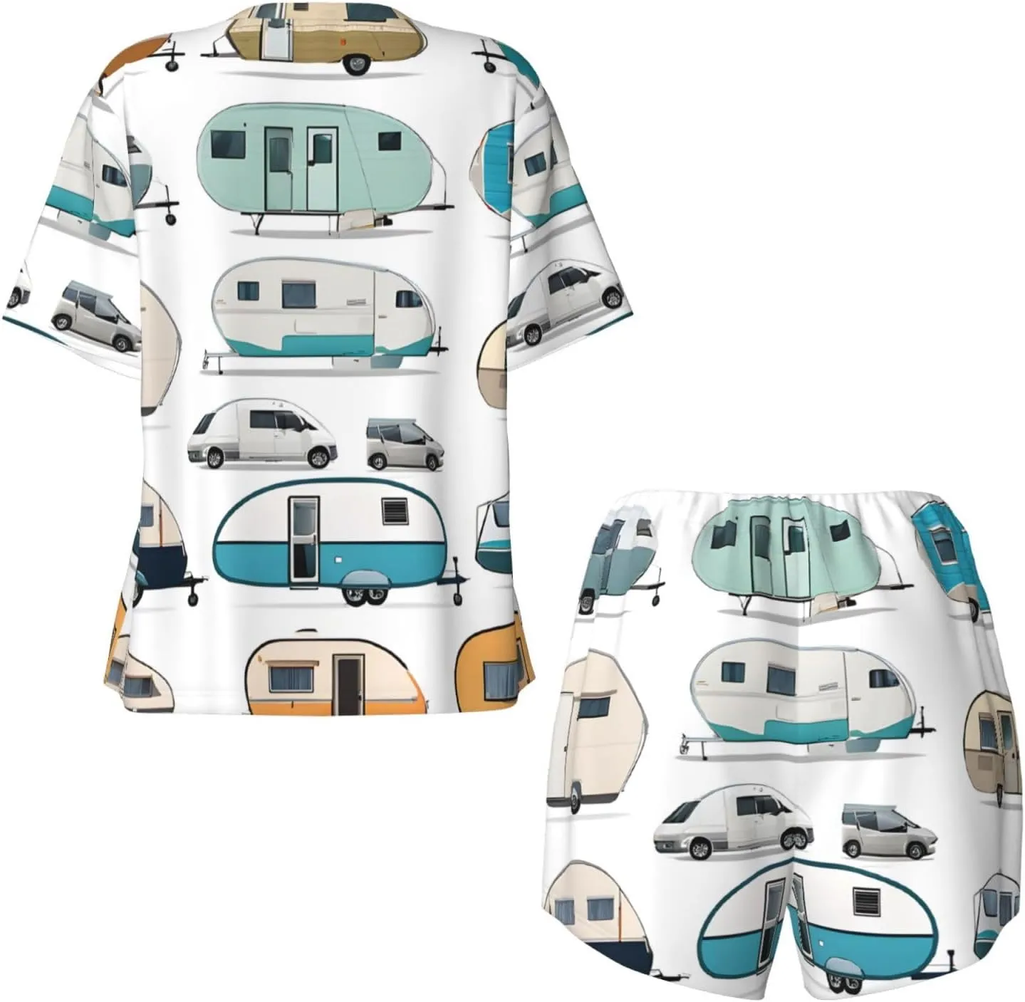 (You Make Me Happy Trailer) Women's Pajama Sets, Short-Sleeved Soft Pajamas and Short Pants with Pockets for Women -