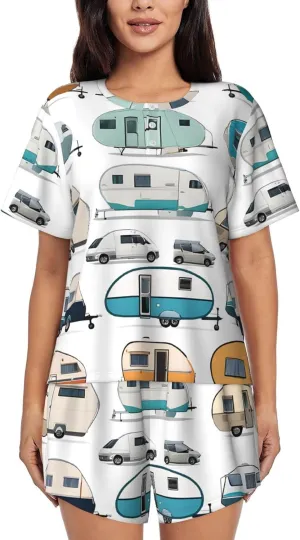 (You Make Me Happy Trailer) Women's Pajama Sets, Short-Sleeved Soft Pajamas and Short Pants with Pockets for Women -