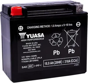 Yuasa YUAM72RBH YTX20H Factory Activated H Series AGM Battery