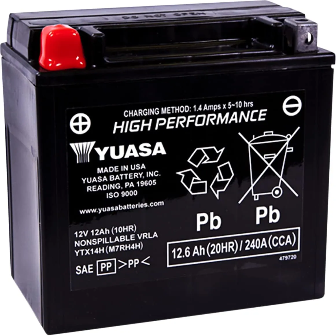 Yuasa YUAM7RH4H YTX14H Factory Activated H Series AGM Battery