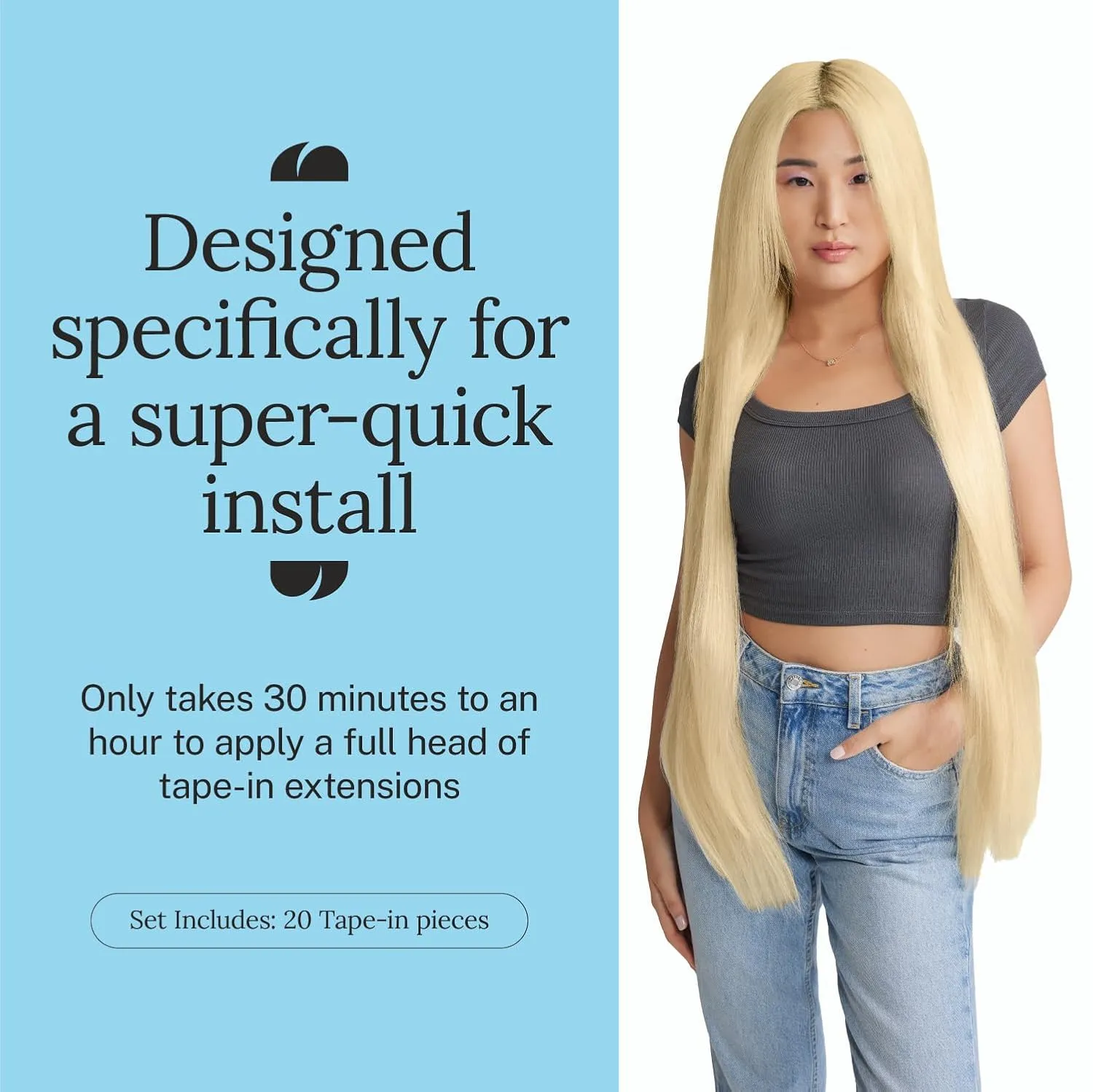 Zala Tape-In Human Remy Hair Extensions - Natural, Silky & Straight Discreet Tape in Extensions - Blend Easy into Natural Hair - 20 Piece Bundle, in Beachy Blonde (62g / 24 inch)