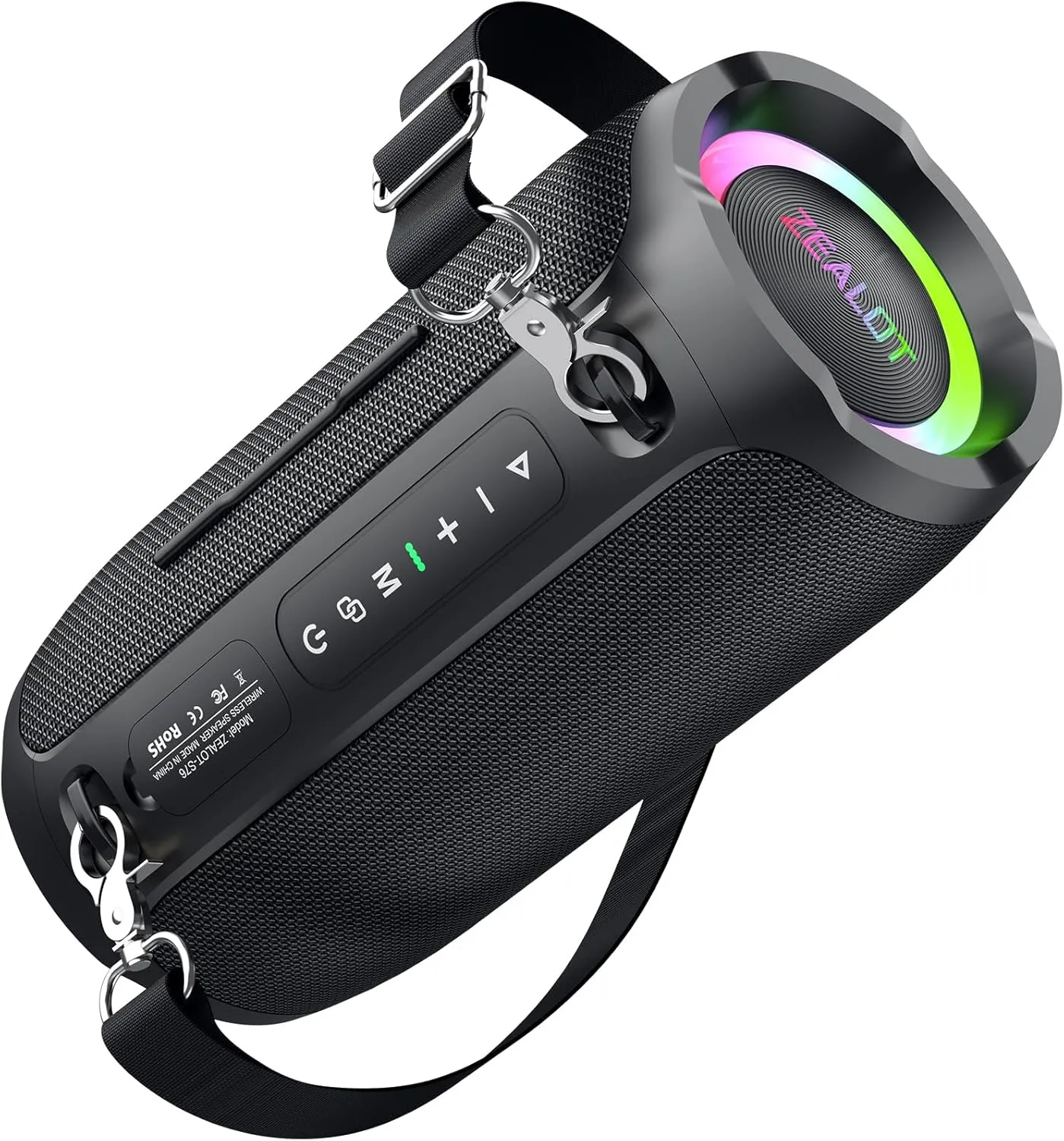 ZEALOT Portable Bluetooth Speaker,70W Peak(50W) Booming Sound Speakers with LED Light,Bluetooth 5.3, Loud Speaker for Home,Party,Camping,Beach,Gifts(Black)