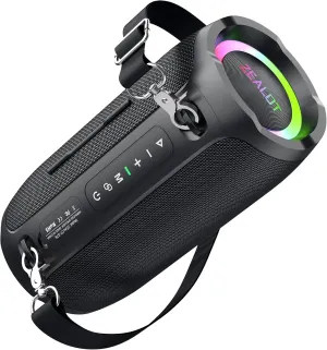 ZEALOT Portable Bluetooth Speaker,70W Peak(50W) Booming Sound Speakers with LED Light,Bluetooth 5.3, Loud Speaker for Home,Party,Camping,Beach,Gifts(Black)