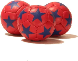 Zeekio Satellite Juggling Ball Set of 3 - Millet filled-67mm-125g - Great Grip - 12 Panel- 3 Ball (Red with Blue Stars)