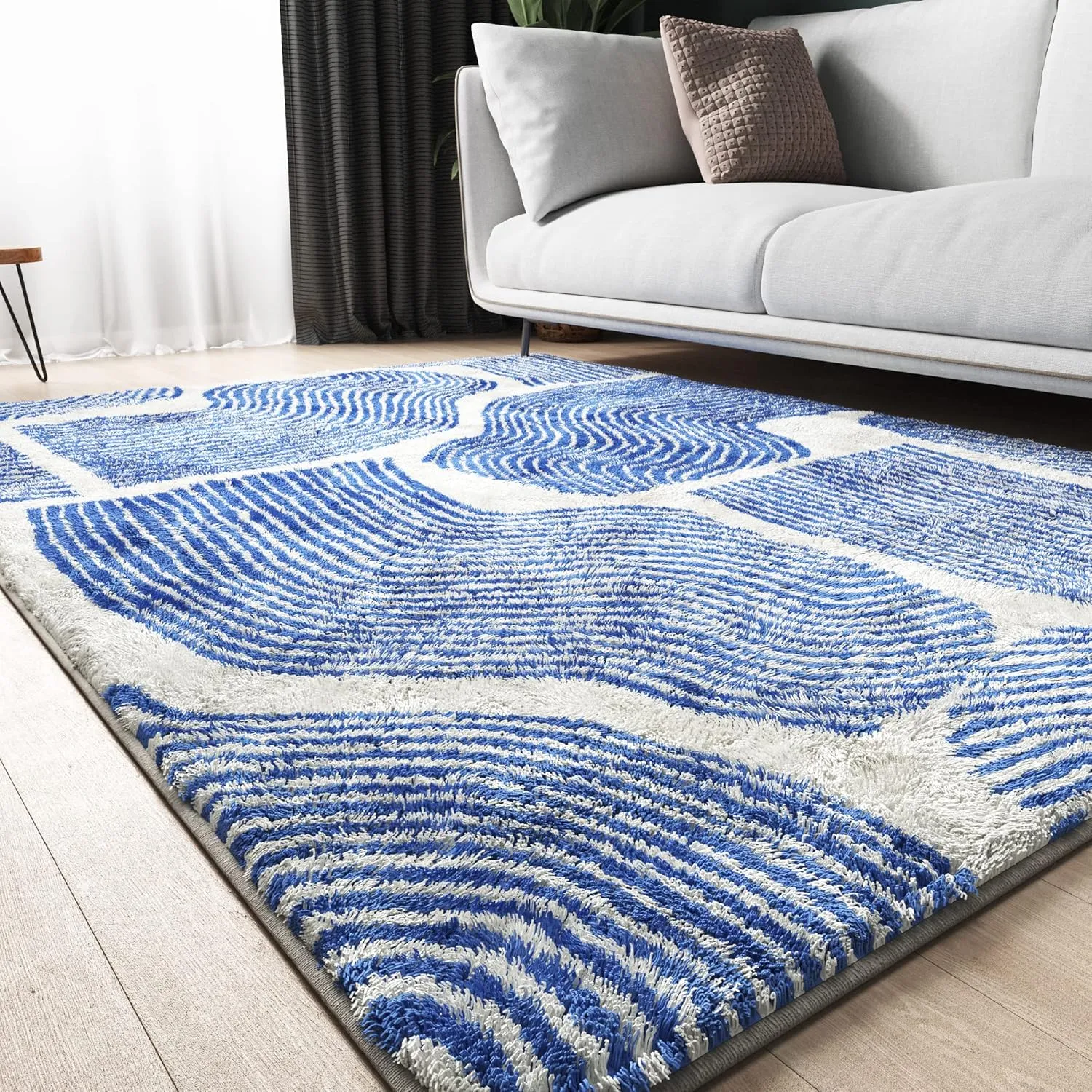 Zen Garden Area Rug - Ultra Soft Area Rug 5x7, Non Slip, Stain Resistant Living Room Rug, Washable Area Rugs for Living Room, Rugs for Bedroom (Blue, 5x7)