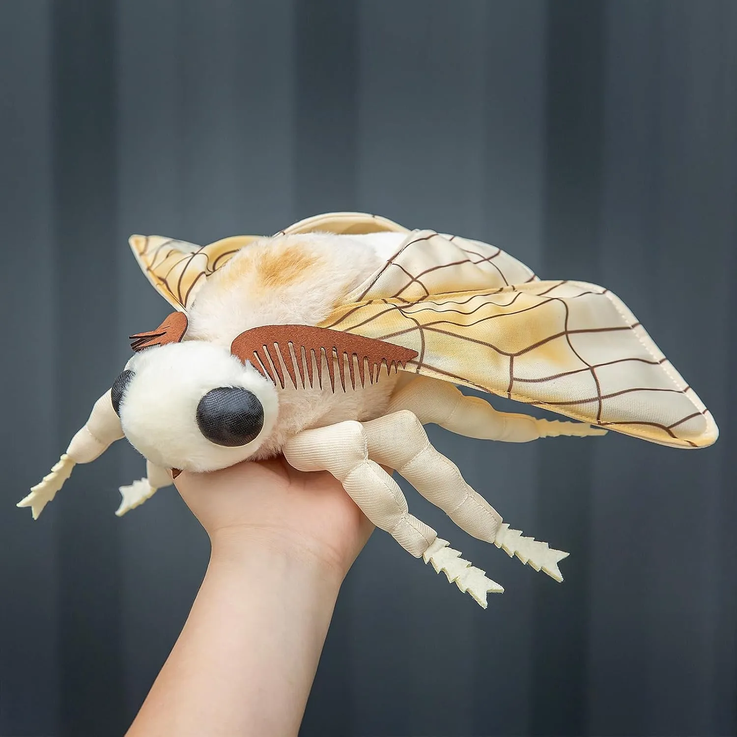 ZHONGXIN MADE Giant Silk Moth Plush - Lifelike 26" Silk Moth Stuffed Animal, Realistic Soft Big Wings Moth Weigted Toys, Simulation Butterfly Plushie Model Toy, Unique Plush Collection for Kids