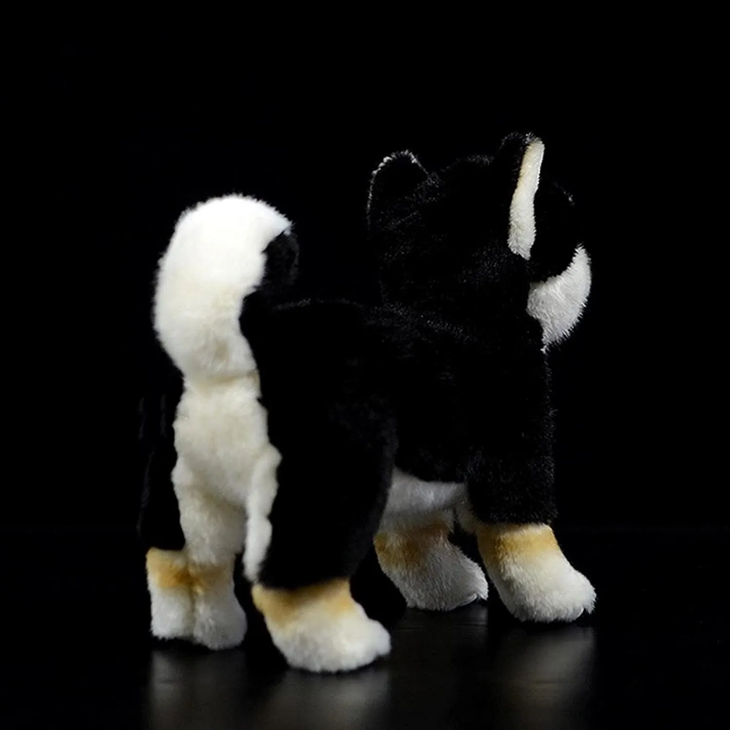 ZHONGXIN MADE Realistic Black Shiba Inu Dog Plush Toy - Simulation Black 11" Standing Shiba Inu Pet Dog Stuffed Animal Puppy Toy, Gift Toys for Kids Birthday, Home Decor