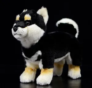 ZHONGXIN MADE Realistic Black Shiba Inu Dog Plush Toy - Simulation Black 11" Standing Shiba Inu Pet Dog Stuffed Animal Puppy Toy, Gift Toys for Kids Birthday, Home Decor