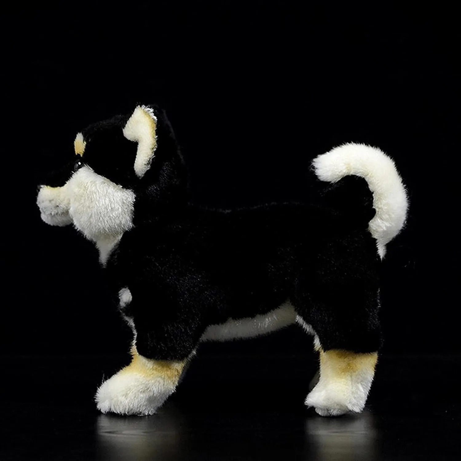 ZHONGXIN MADE Realistic Black Shiba Inu Dog Plush Toy - Simulation Black 11" Standing Shiba Inu Pet Dog Stuffed Animal Puppy Toy, Gift Toys for Kids Birthday, Home Decor