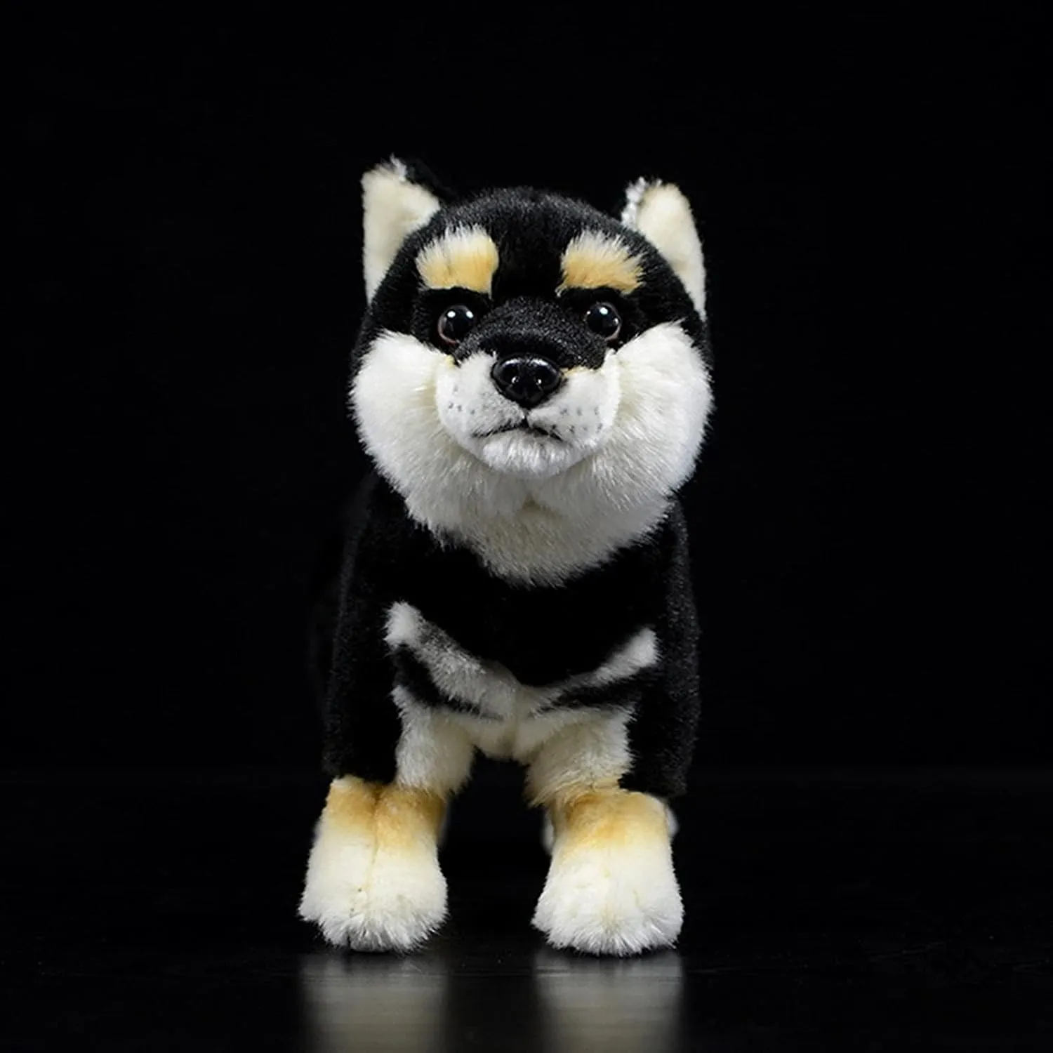 ZHONGXIN MADE Realistic Black Shiba Inu Dog Plush Toy - Simulation Black 11" Standing Shiba Inu Pet Dog Stuffed Animal Puppy Toy, Gift Toys for Kids Birthday, Home Decor