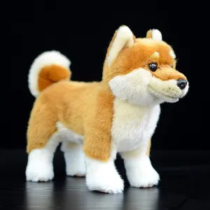 ZHONGXIN MADE Simulation Brown Shiba Inu Plush Toy - 12" Standing Shiba Inu Pet Stuffed Animal, Cute Dog Puppy Toy, Gift for Kids Birthday, Christmas, Halloween, Home Decor