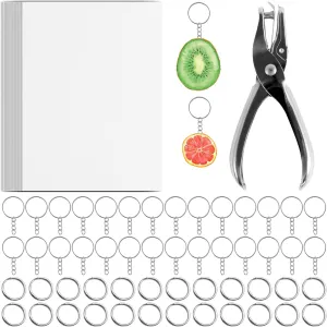 ZLHETWT 251 Pcs Shrinky Dink Keychain Kit with 50 Pcs Shrinky Dink Sheets 100 Pcs Keychains, Easy Use Shrinky Dink Sheets Sturdy Shrinky Dink for Handprint Keychains