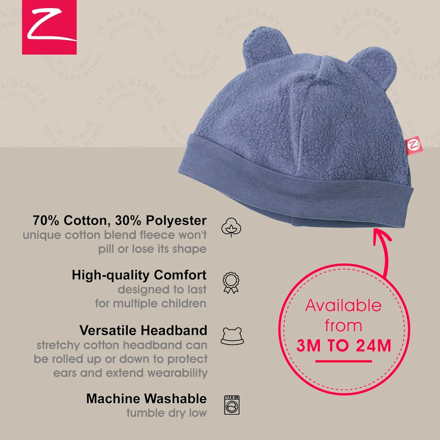 Zutano Unisex Baby Fleece Hat, Winter Baby Hat for Boys and Girls, Cold-Weather Baby Gear, Infant Cap