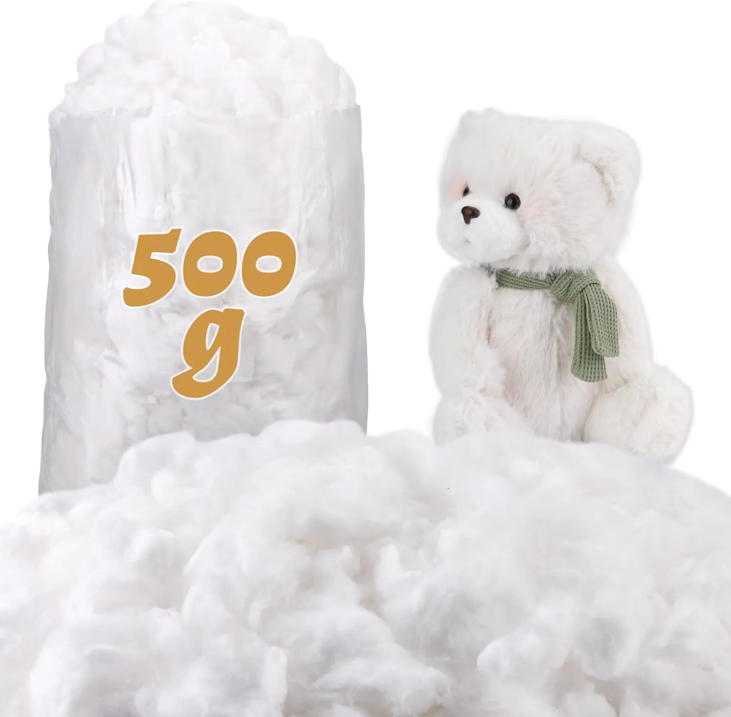 ZXIIXZ 1.1 lb Cotton Stuffing, Soft White Cotton Filling, Stuffing for Stuffed Animals, Premium Cotton Fiber Fill Stuffing for Crochet, Pillow Cushion DIY Stuffing Crafts